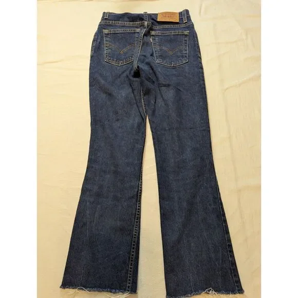 Levi’s 517 Slim Fit Bootcut Jeans Dark Wash 28x28 Raw Hem - Picture 3 of 8